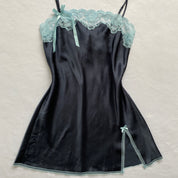 Navy baby blue lace slip
