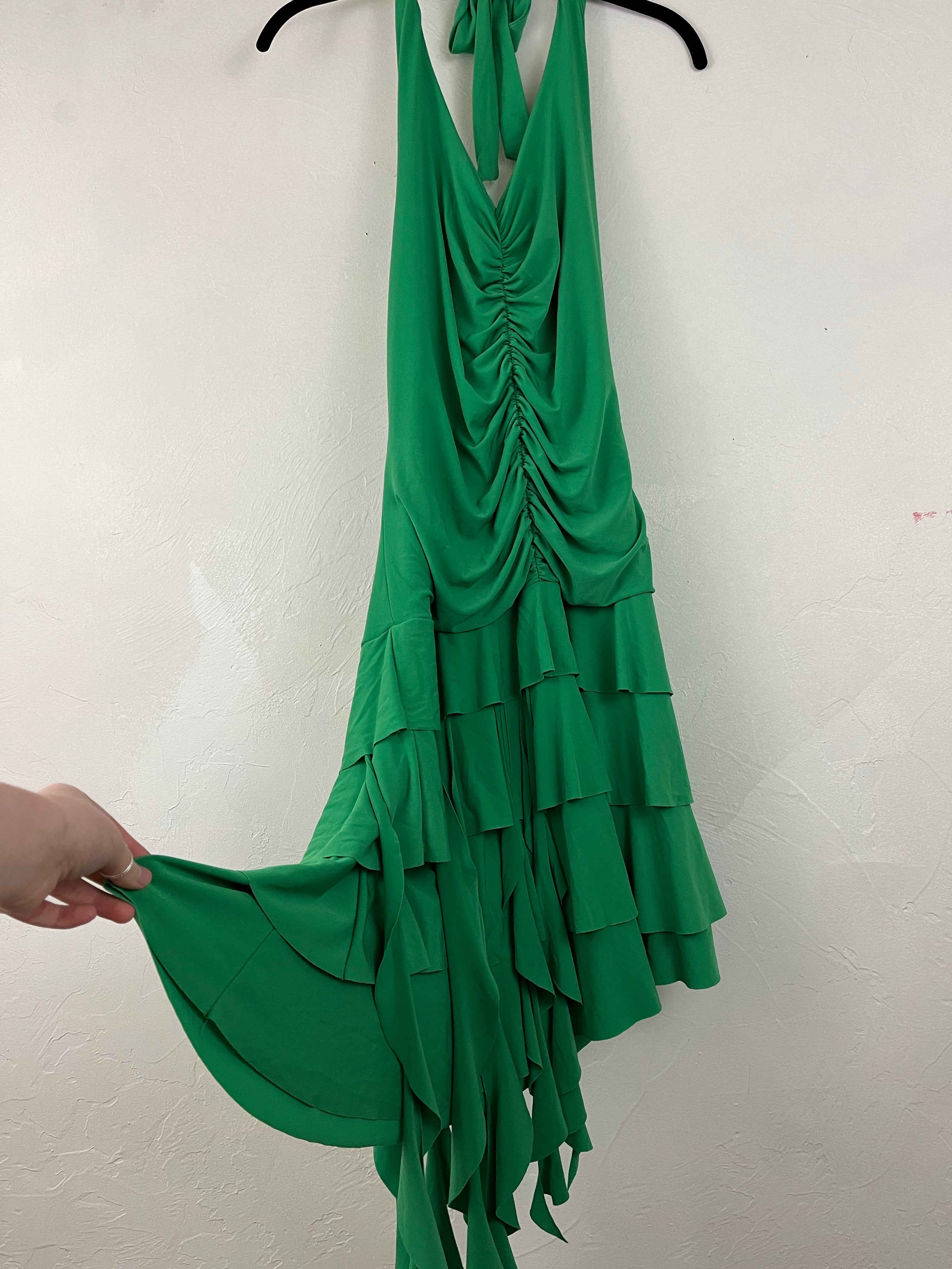 Green ruched midi