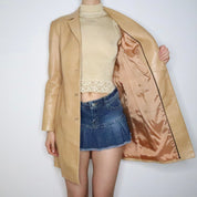 Long Tan Leather Jacket (Small)