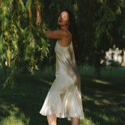 Vintage satin ivory midi slip
