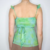 Blue Green Silk Babydoll Top (Medium) 