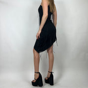 Vintage 90s Beaded Flapper Black Dress (S)