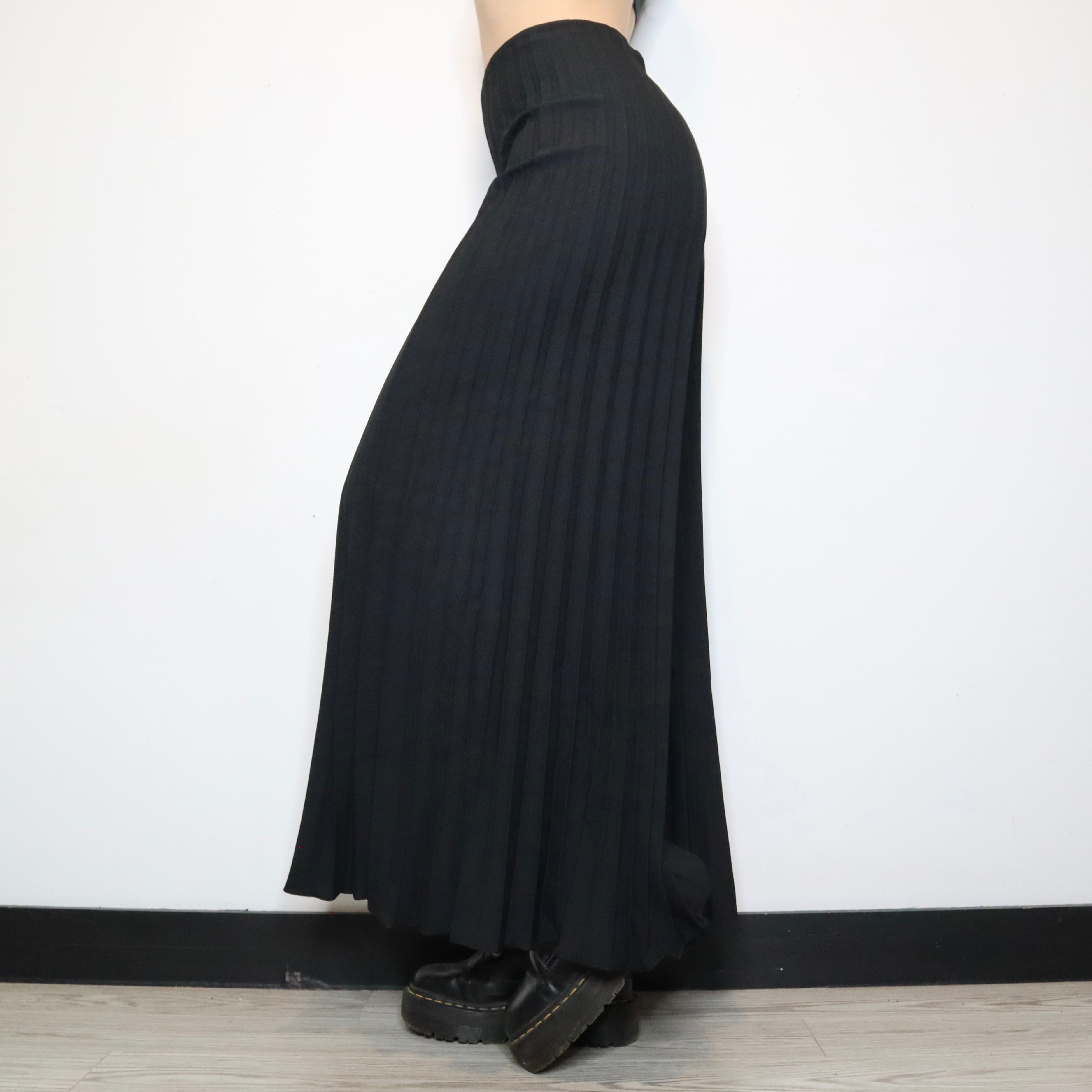 Pleated Black Bell Bottoms (Small)
