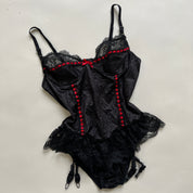 Vintage satin lace bodysuit sz L