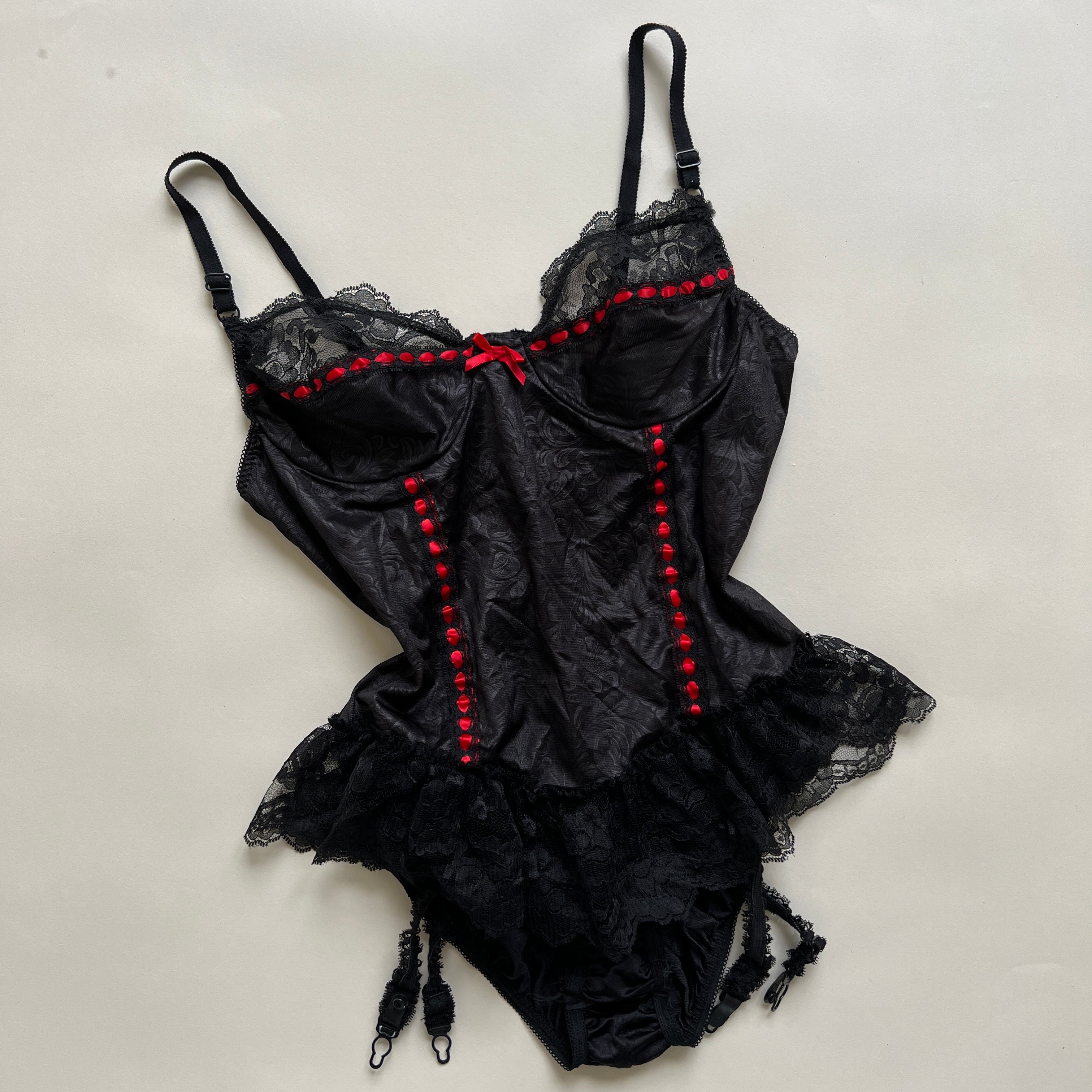 Vintage satin lace bodysuit sz L