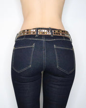 Studded Brown Leather Belt (Large)