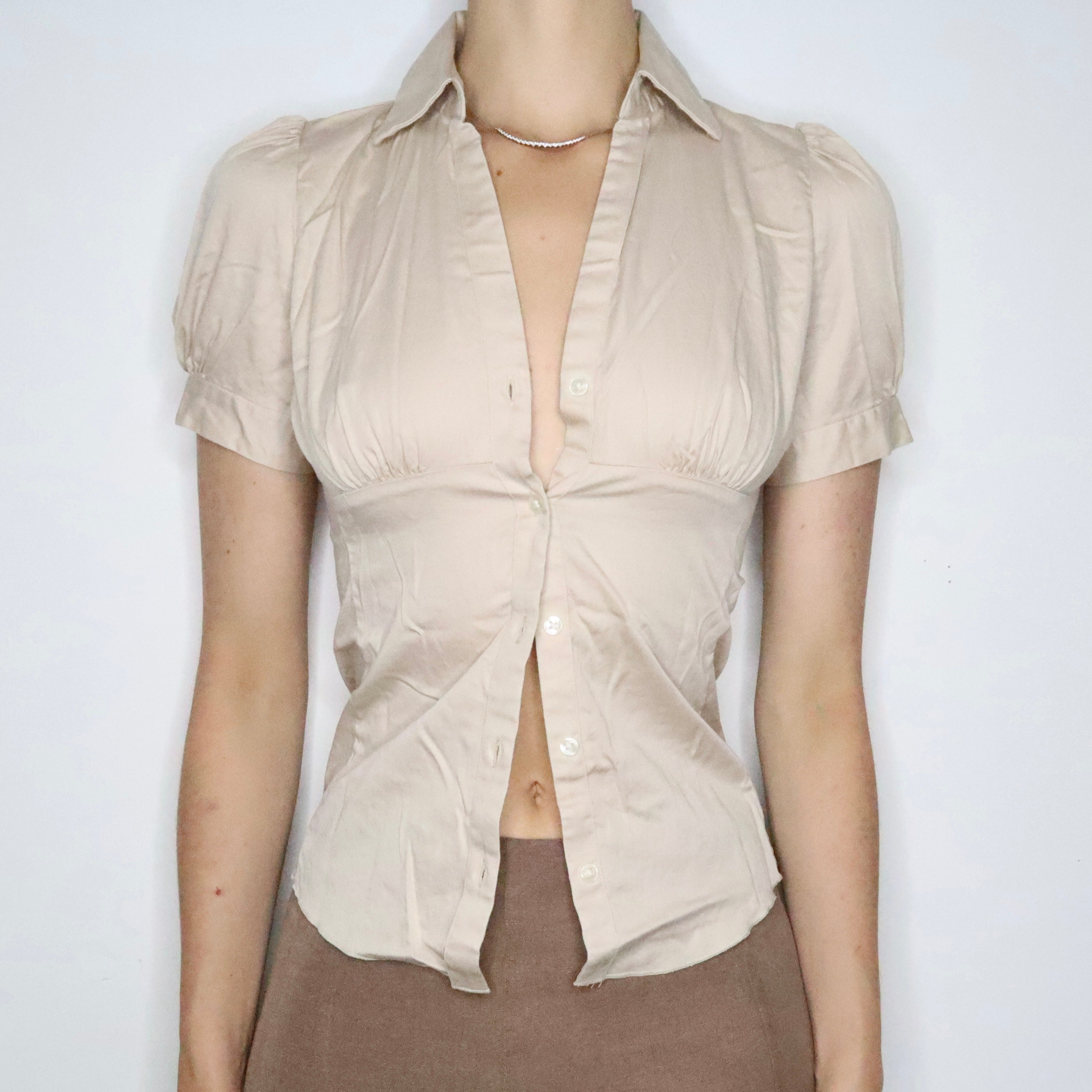 Beige Button Up Blouse (Small)