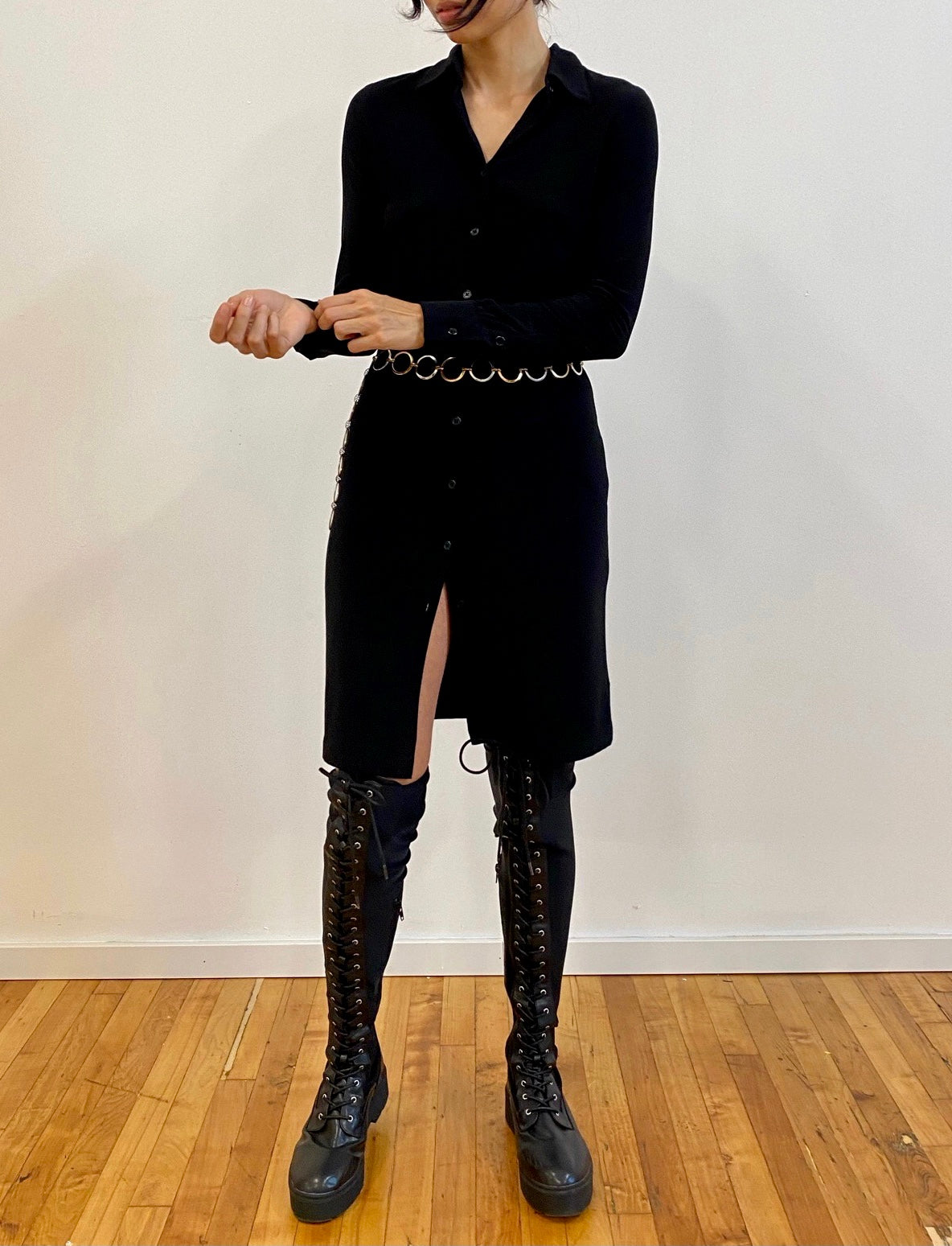 Black Button Up Midi