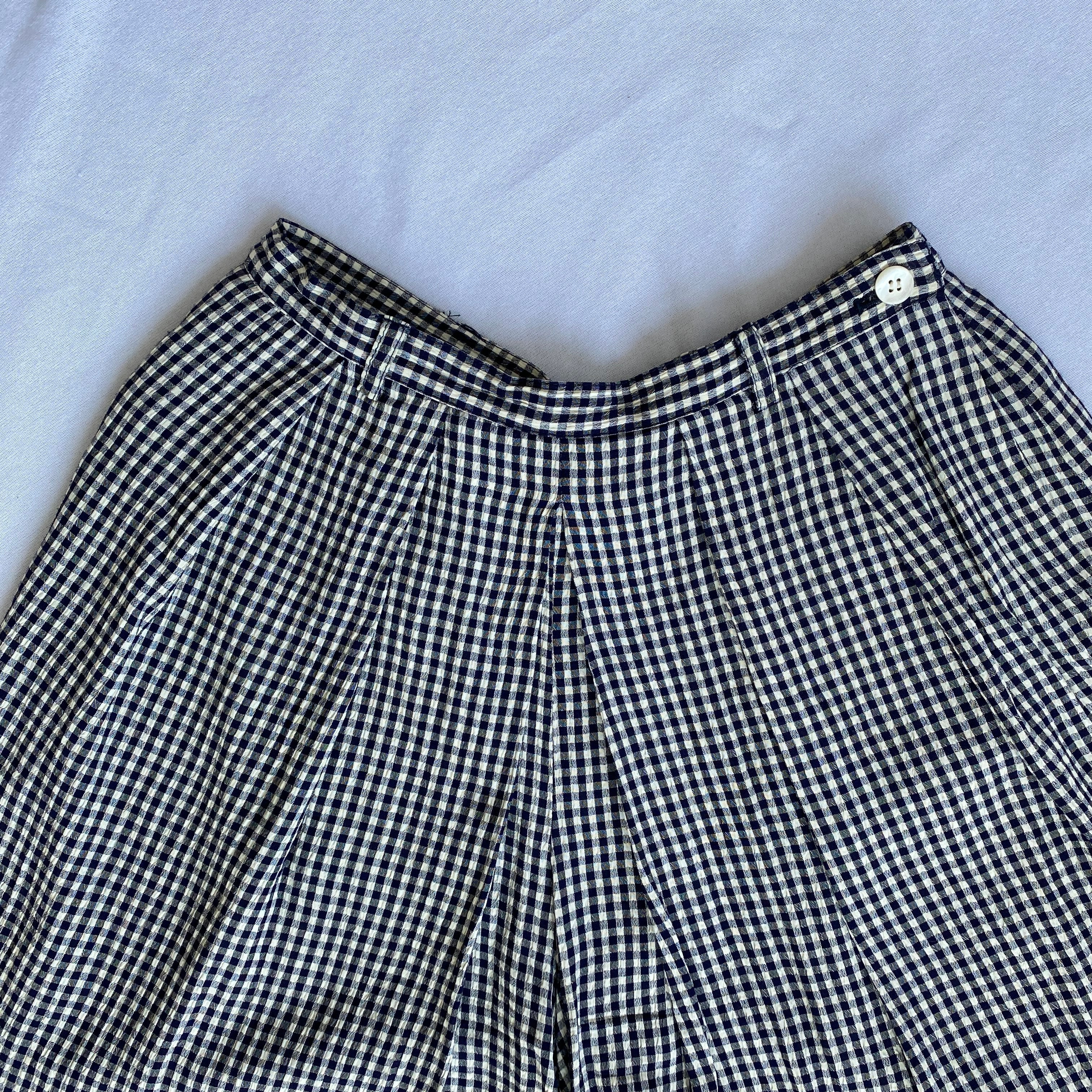 Gingham high waist shorts