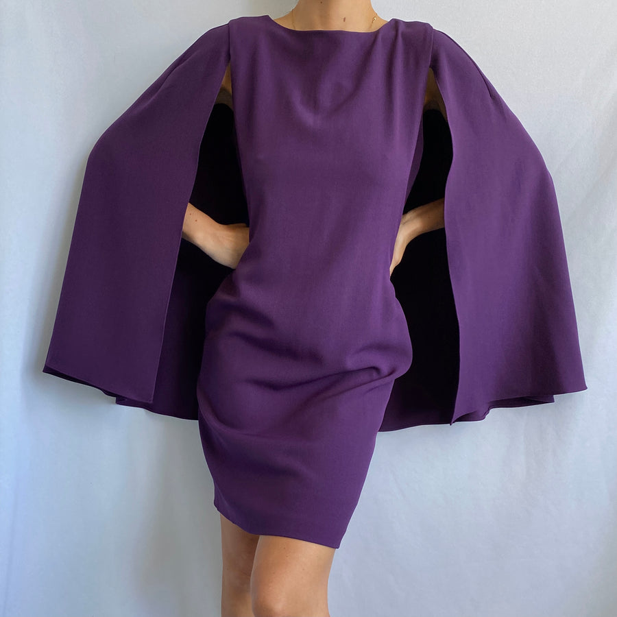 Royal purple cape dress