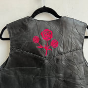 Black leather rose vest