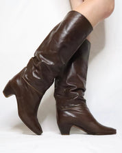 Slouchy Leather Riding Boots (6 US/36.5 EU)