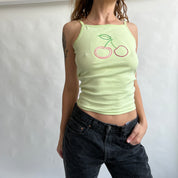 Embroidered cherry cami