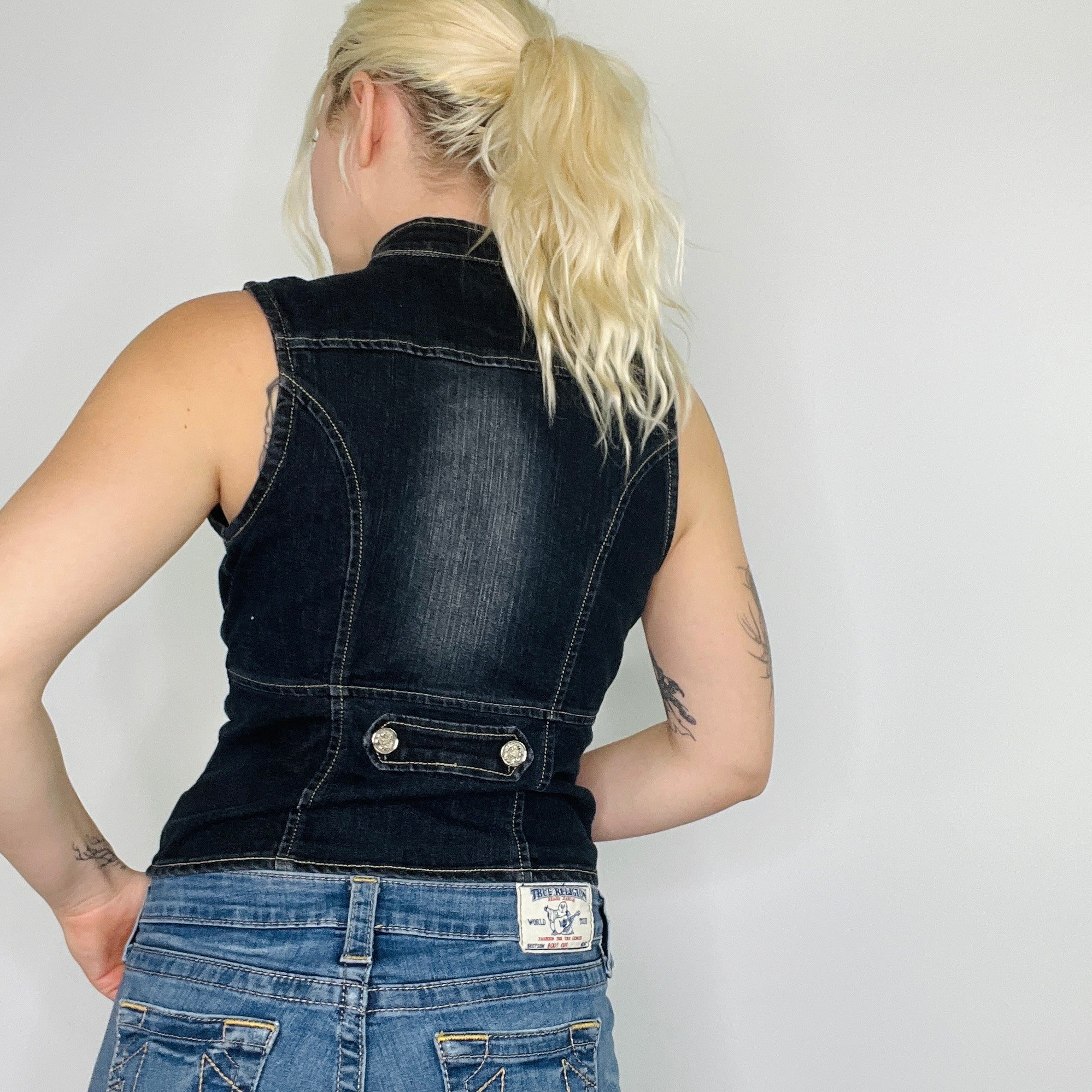 Y2k Style Dark Denim Vest Top