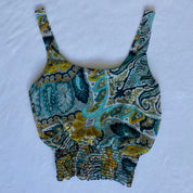 Teal paisley crop top