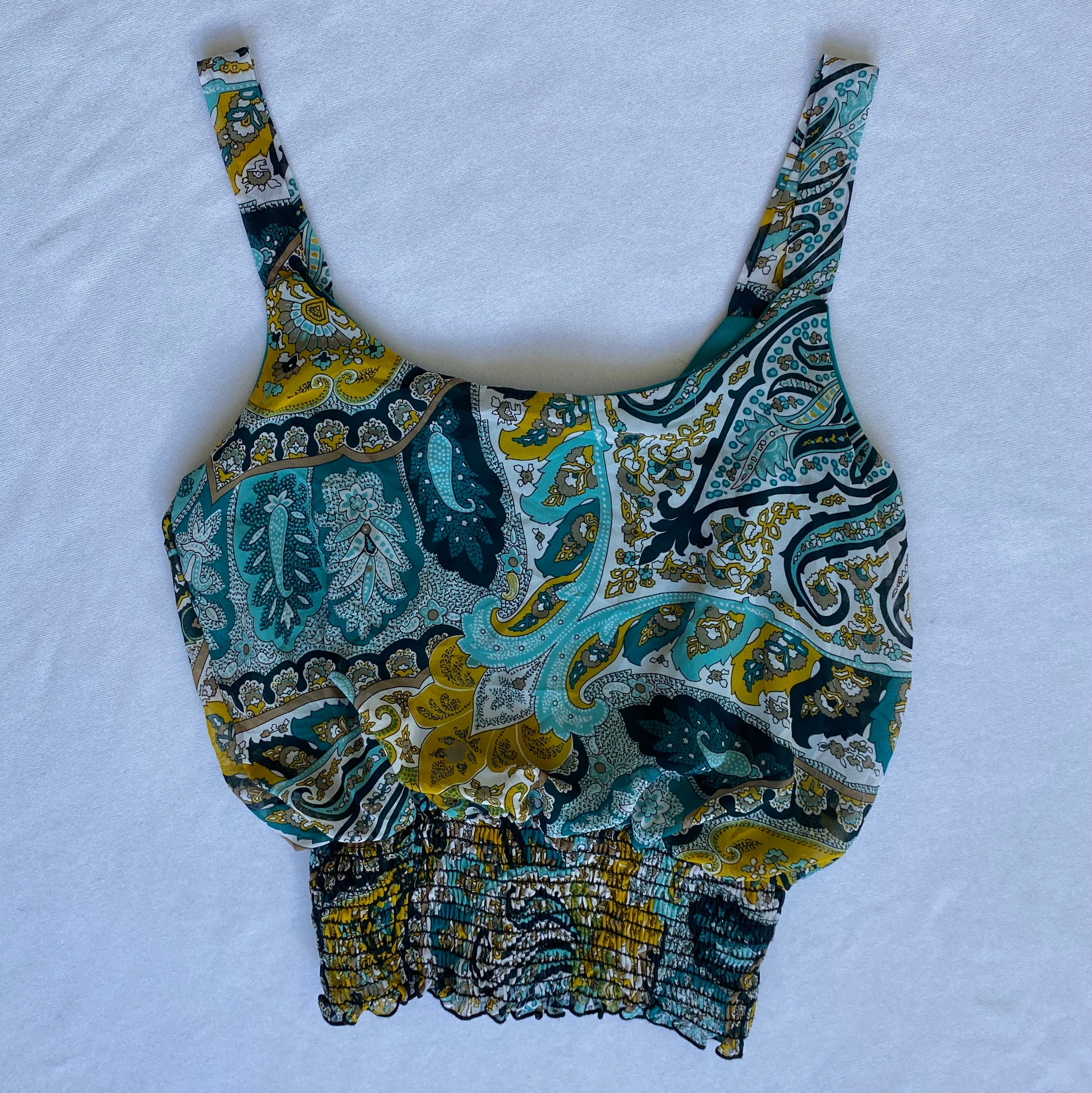 Teal paisley crop top