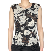 Double mesh floral top