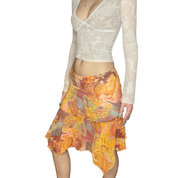 psychedelic bohemian midi skirt
