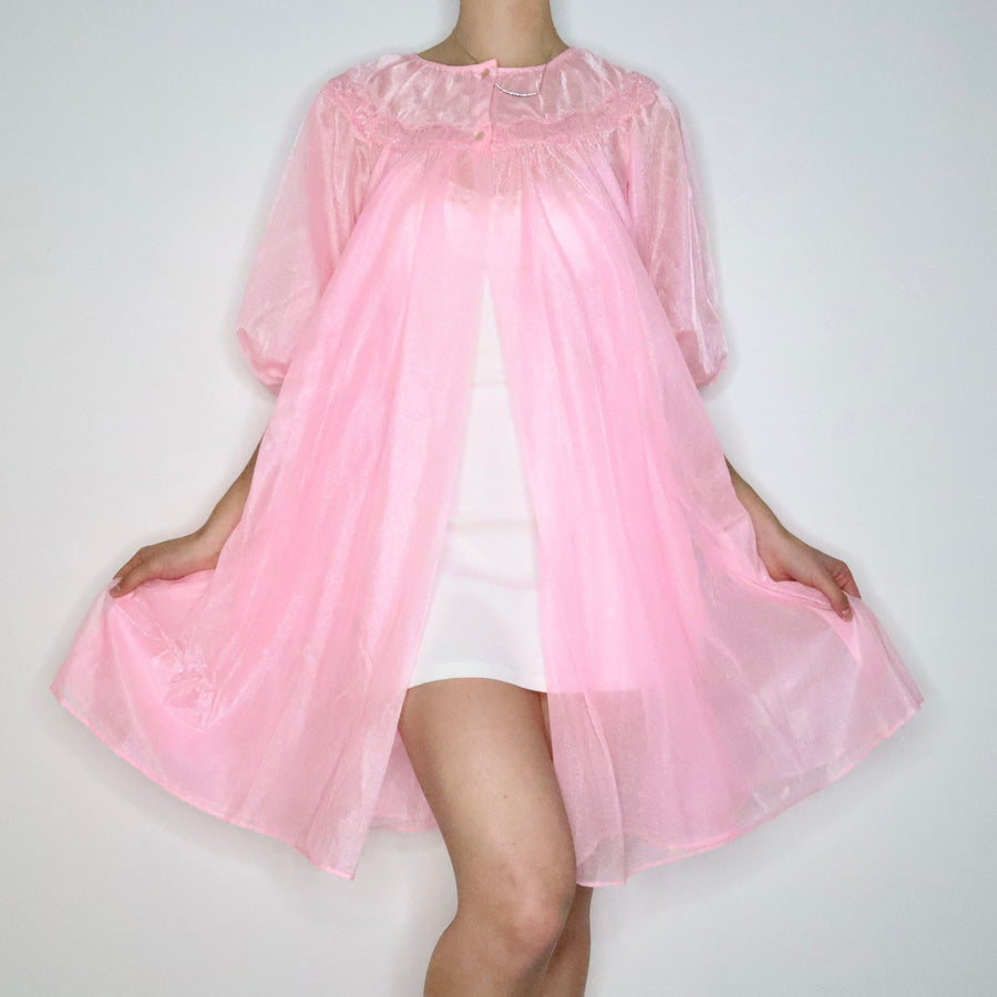 Bubblegum Pink Peignoir Robe (M-L) 