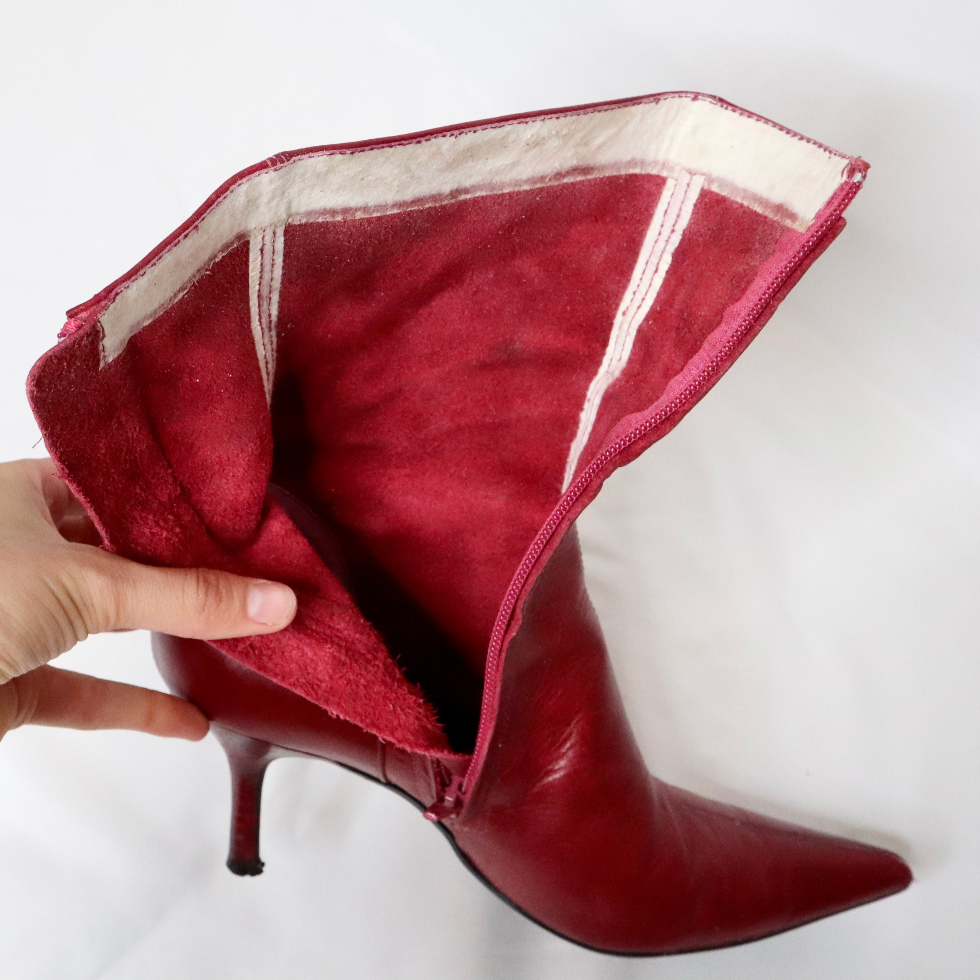Cherry Red Pointed Toe Boots (7-7.5 US)
