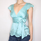 Turquoise Silk Blouse (S-M)