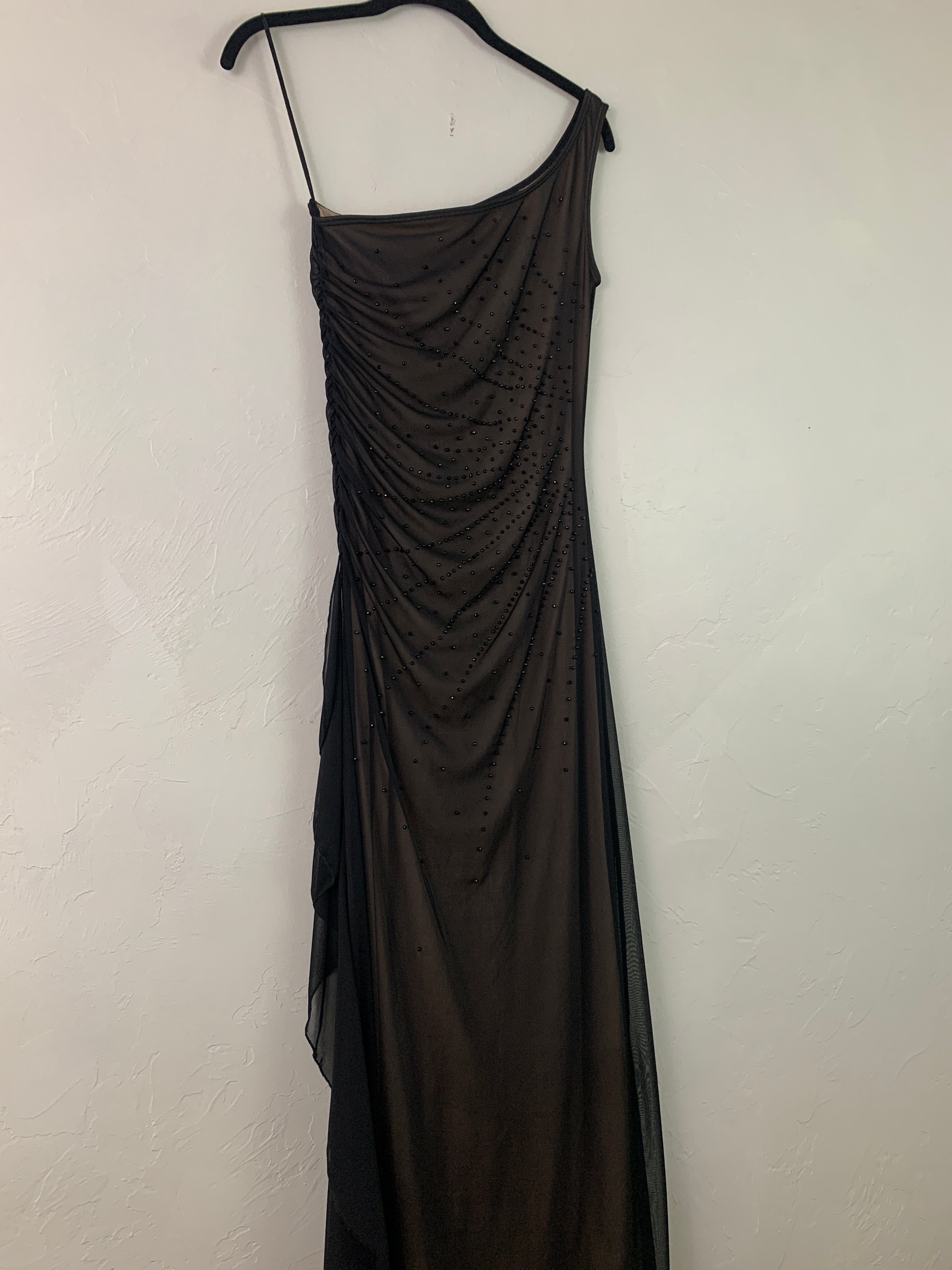 One shoulder black dress