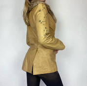 Vintage Tan Fur Trim Leather Penny Lane Jacket (S/M)