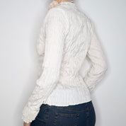White Pleated Button Up Blouse (S-M) 