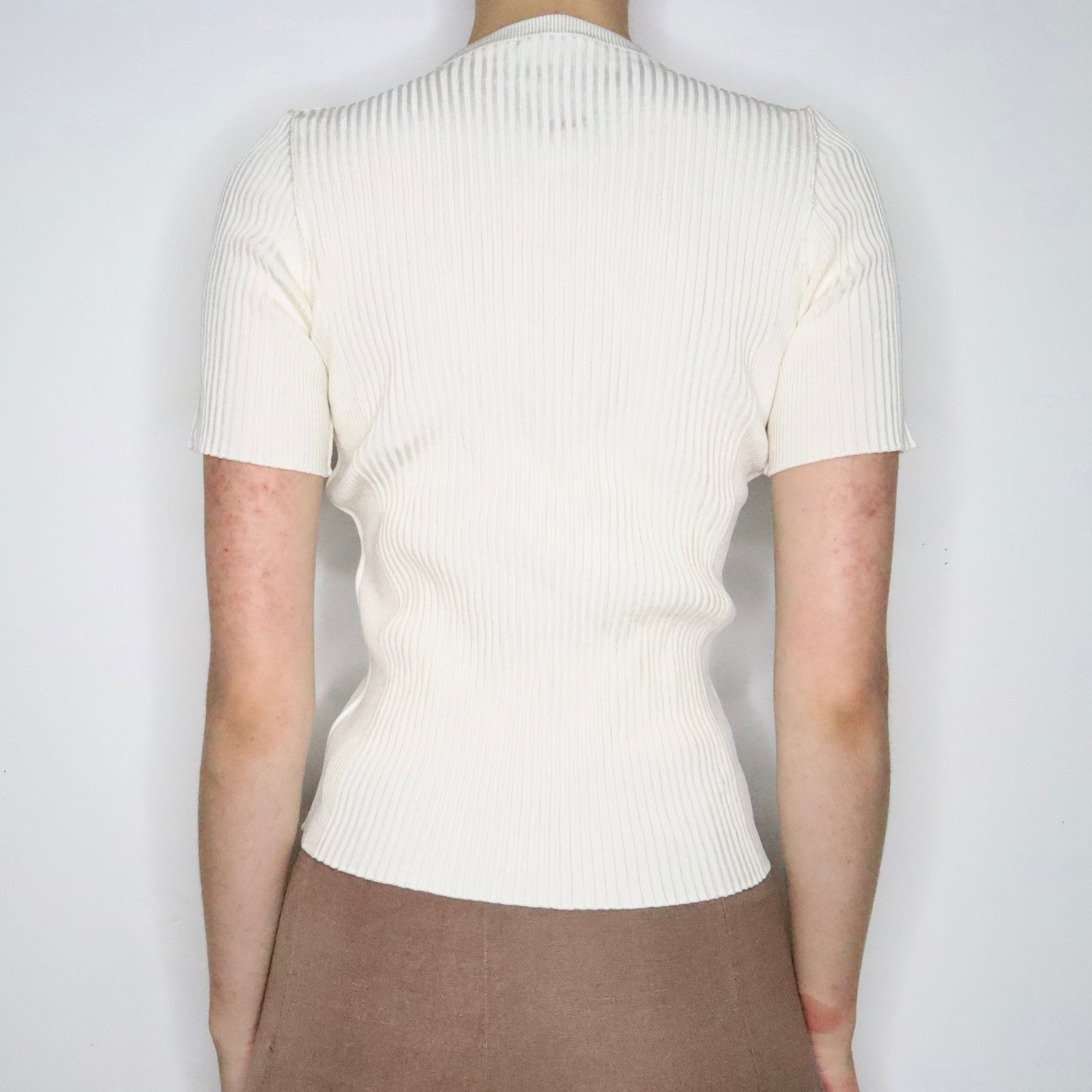 Givenchy Cream Ribbed Knit Top (Small)