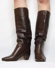 Slouchy Leather Riding Boots (6 US/36.5 EU)