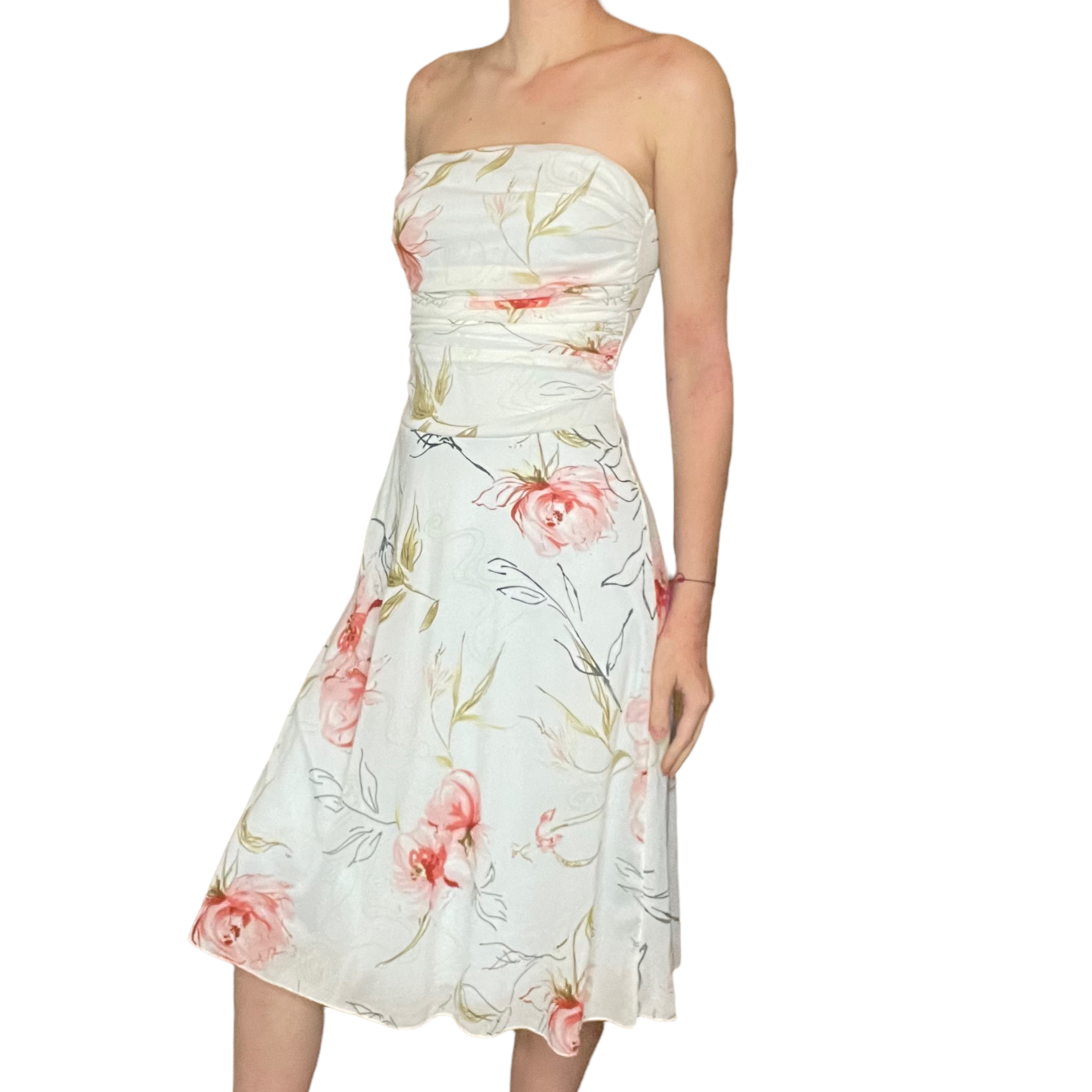 Floral vintage strapless midi