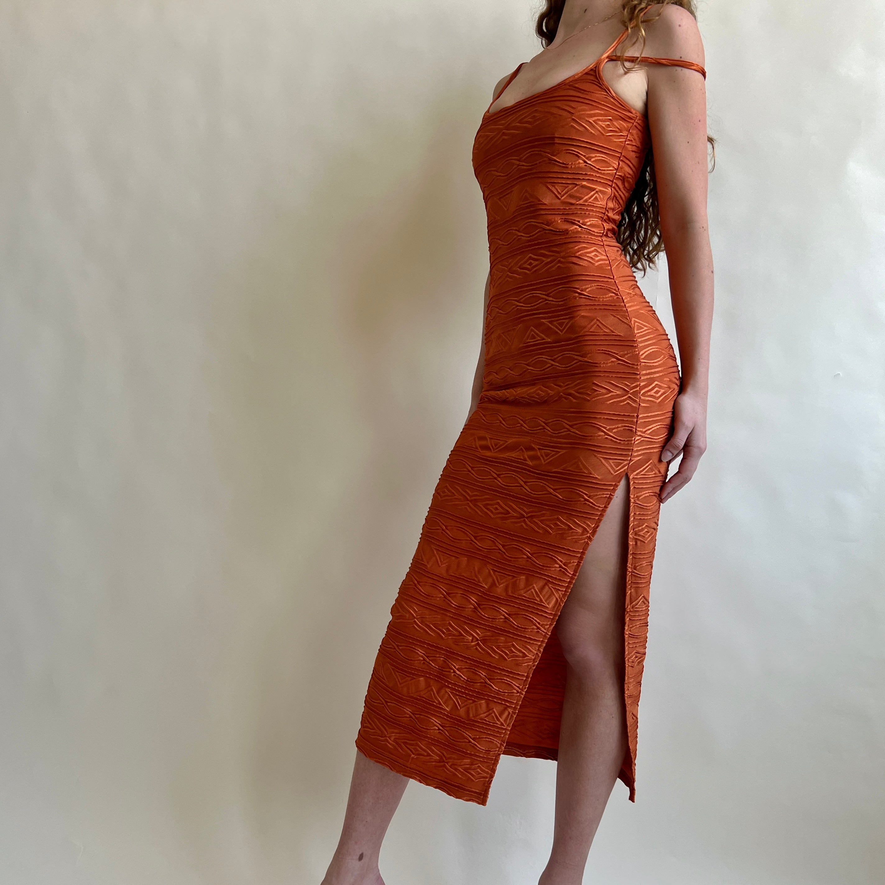 Burnt orange textured maxi
