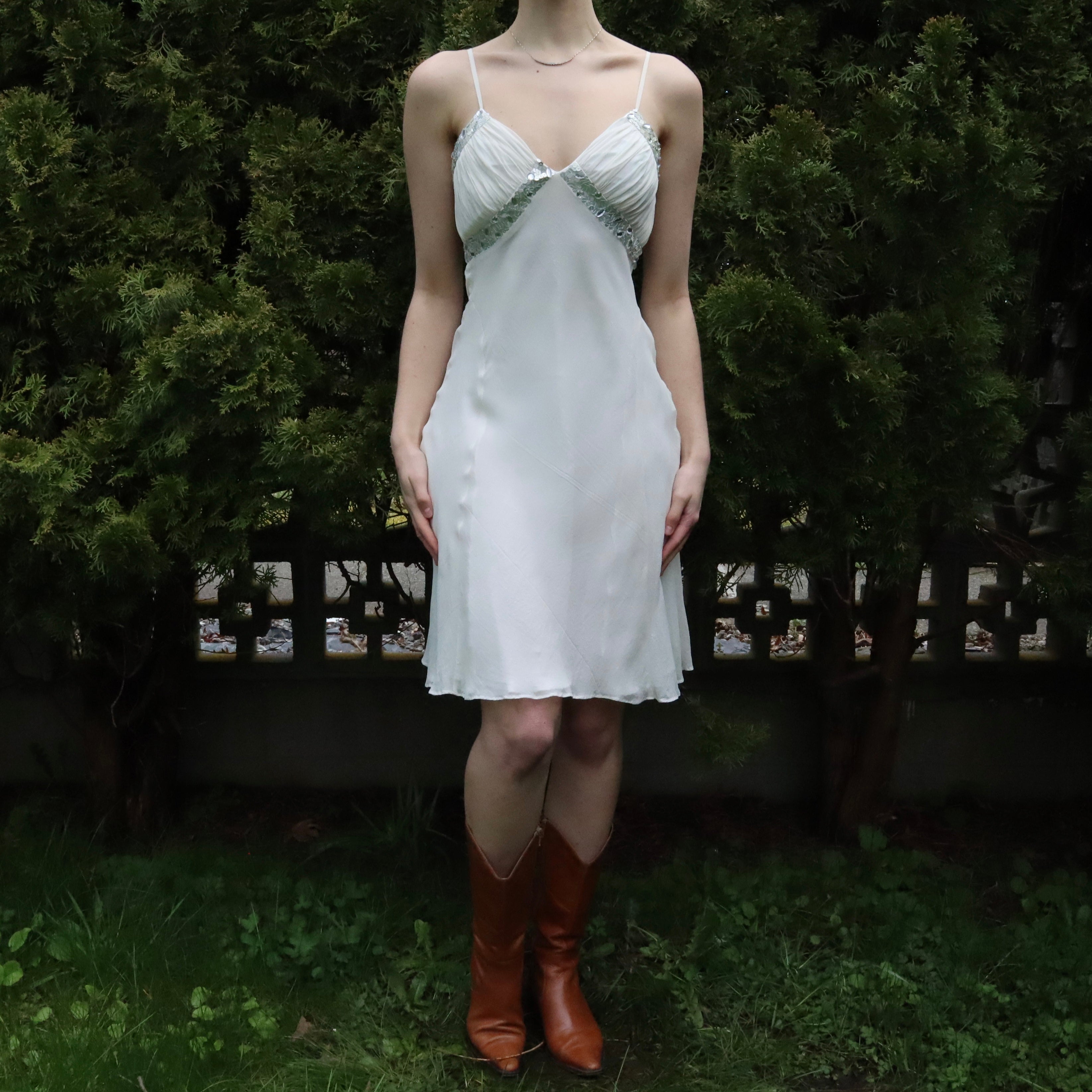White Silk Midi Dress (Small)