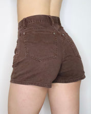 Brown High Waisted Shorts (Small) 