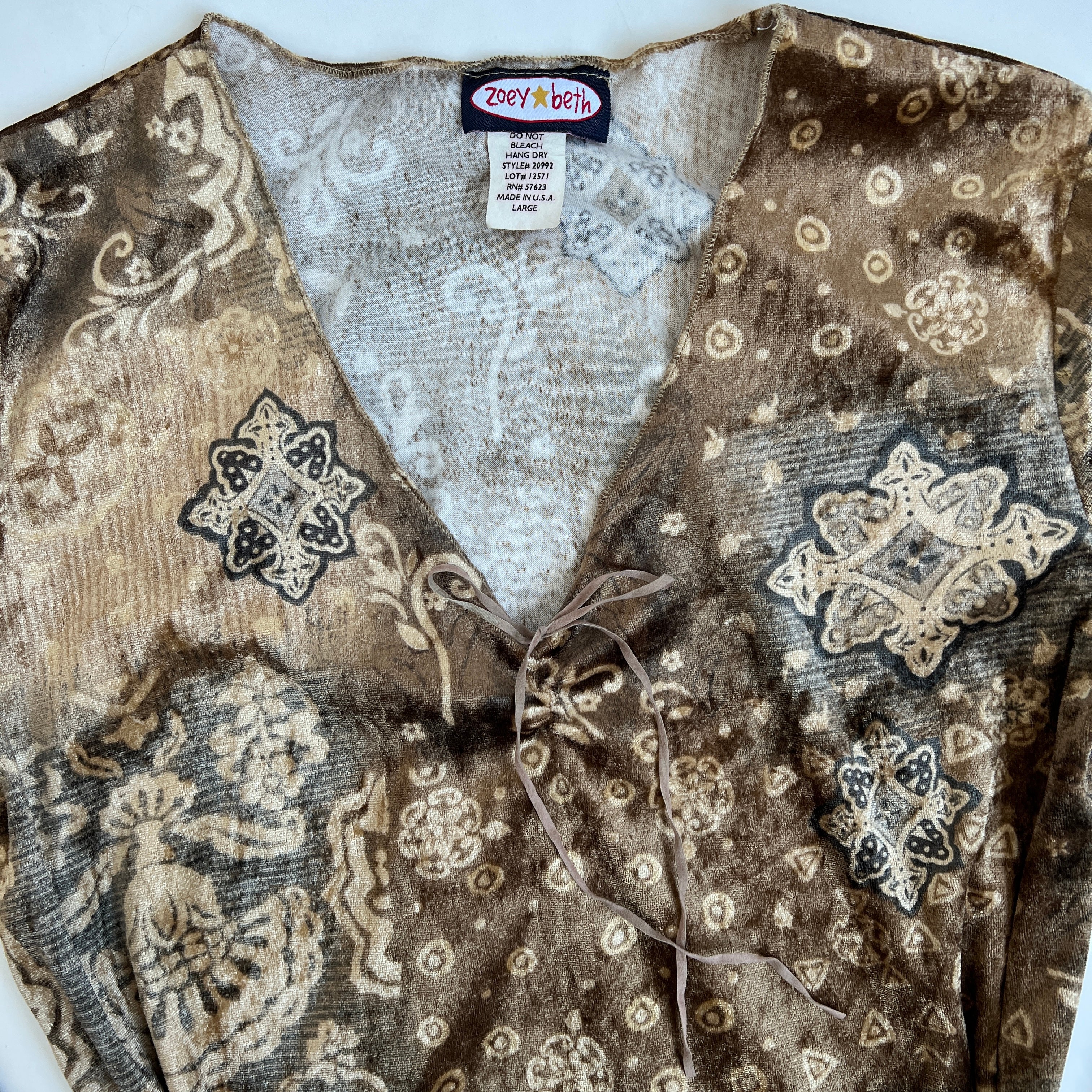 00s beige velvet top L
