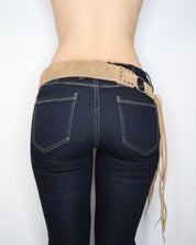 Tan Suede Fringe Belt (S-M) 
