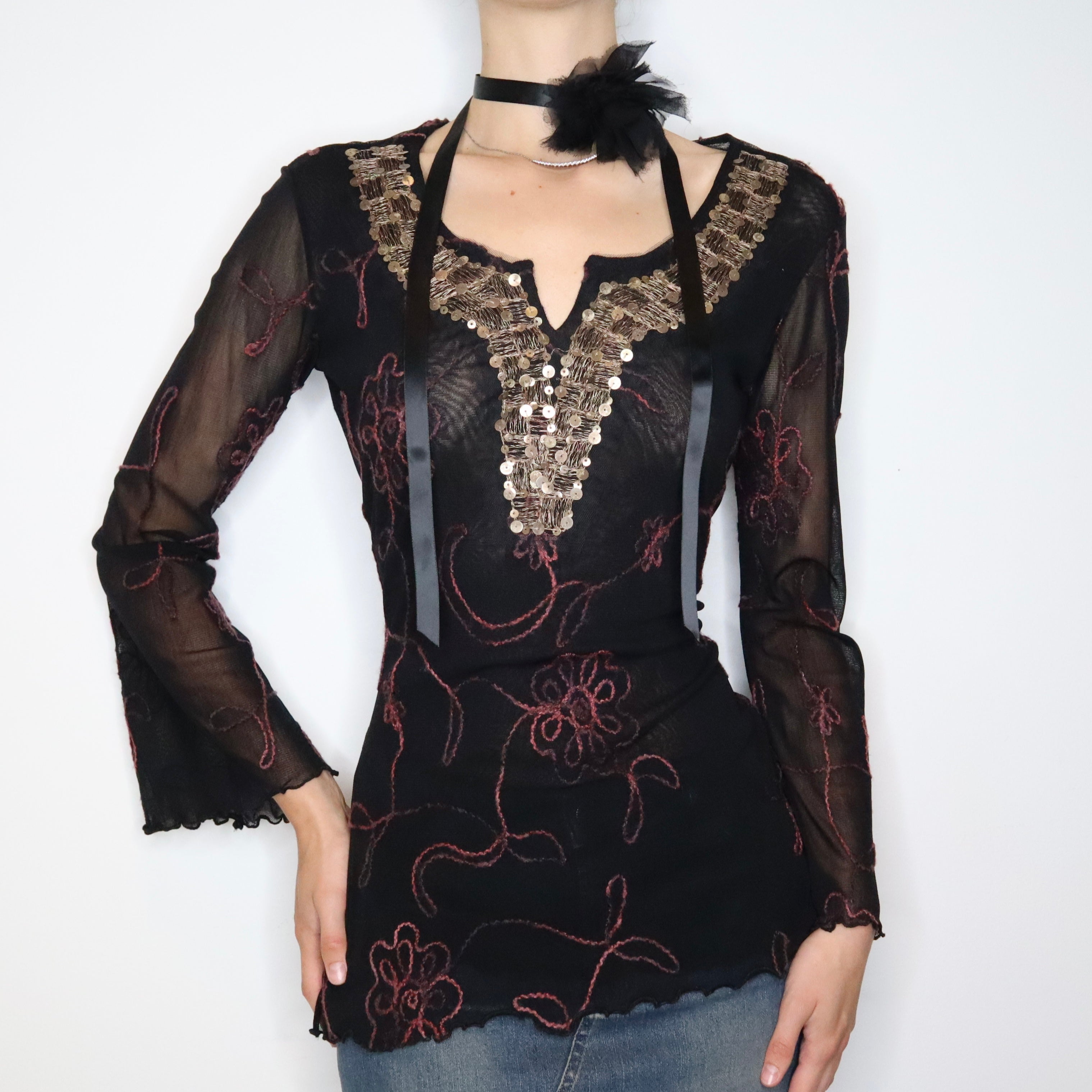 French Whimsigoth Mesh Blouse (M-L)