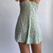 Lace cyan sheer slip (M/L)