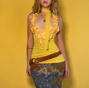 Y2k Taffy Yellow Ribbon Tank - Small