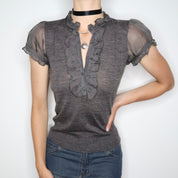 Gray Short Sleeve Blouse (M) 