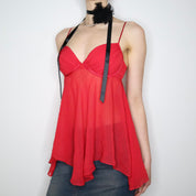 Y2K Red Fairy Babydoll Bustier (M)