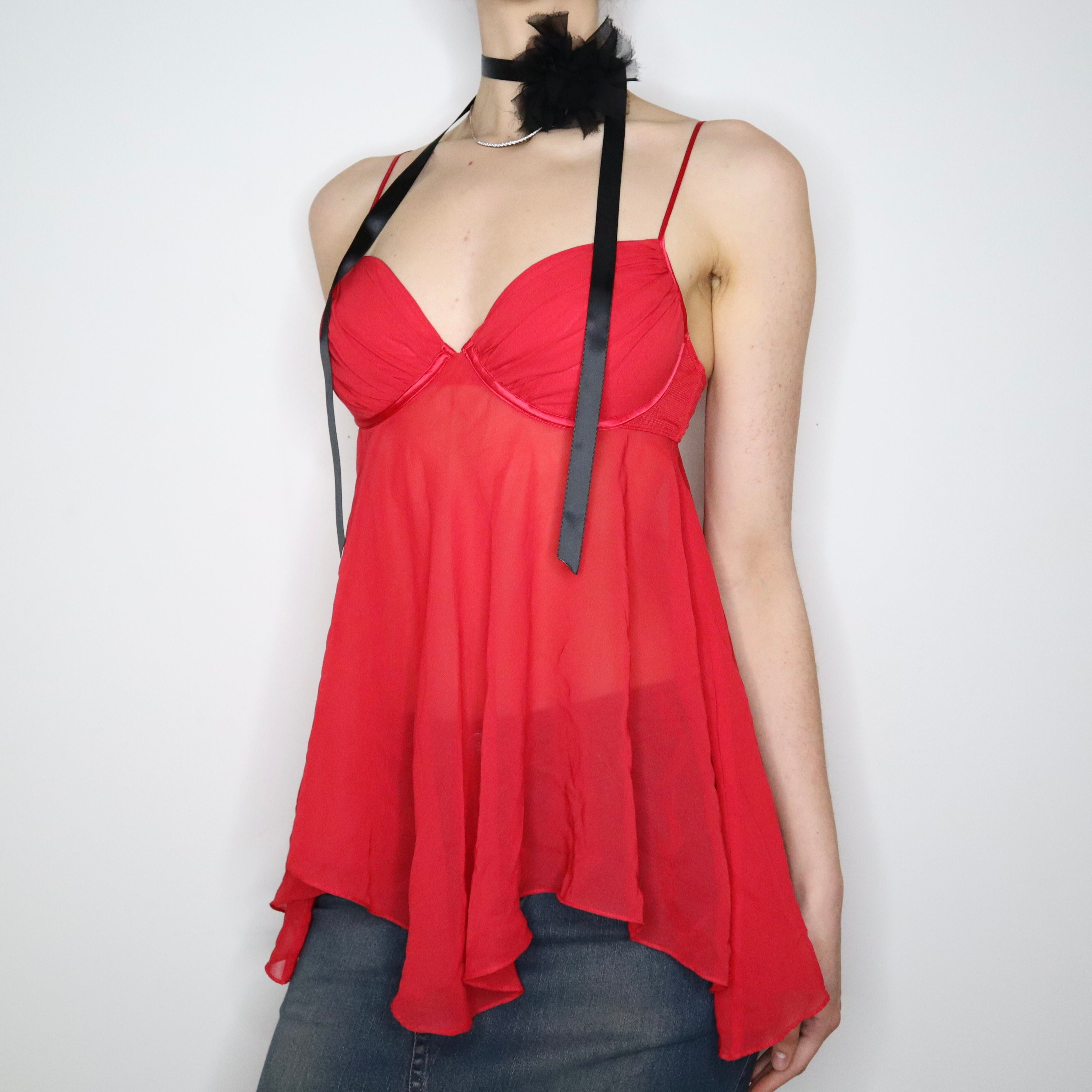 Y2K Red Fairy Babydoll Bustier (M)