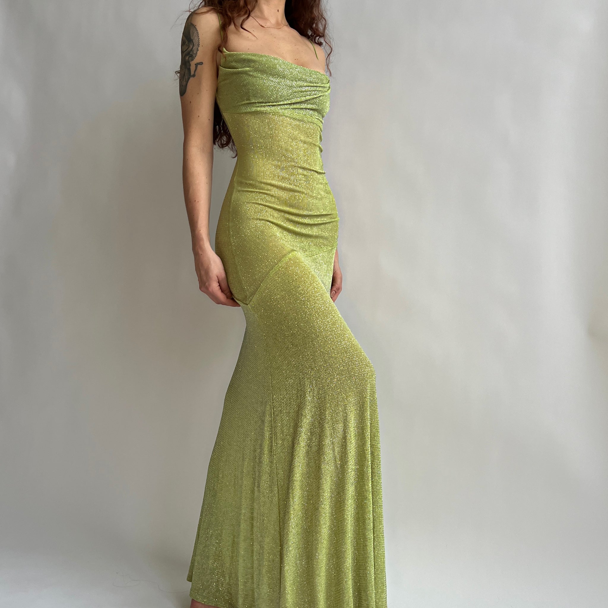 Y2K green glitter formal dress – Holy Thrift