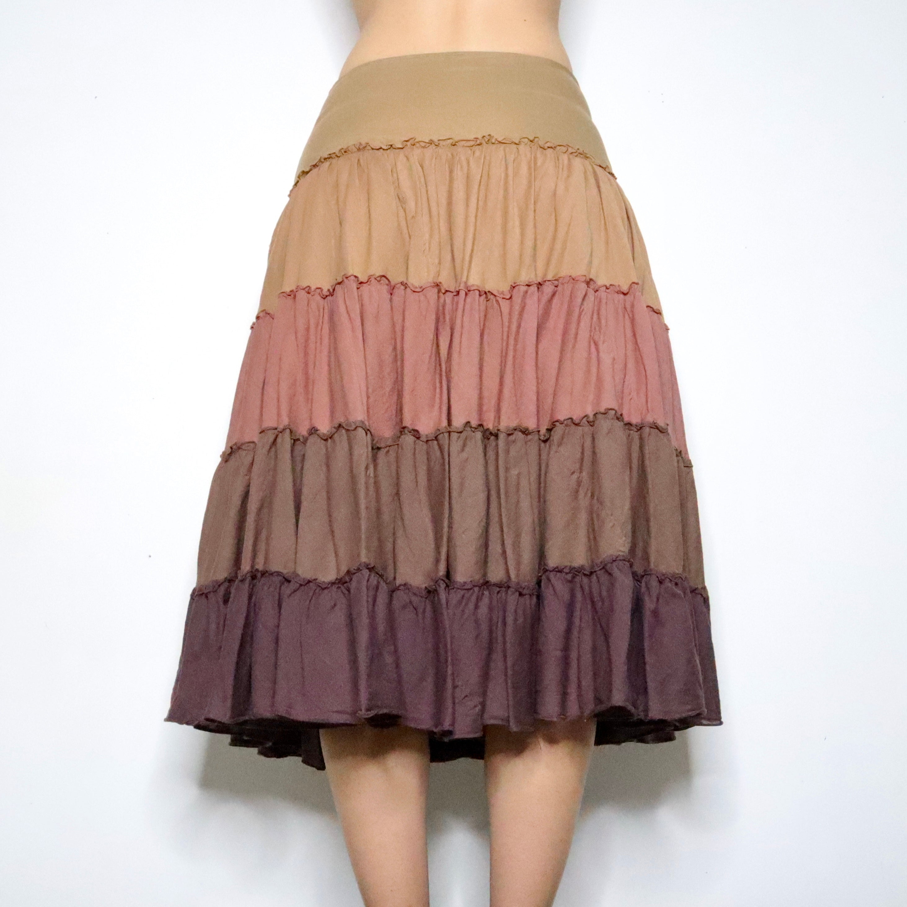 Brown Tiered Maxi Skirt (Small)
