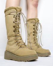 Tan Platform Lace Up Boots (6.5 US)