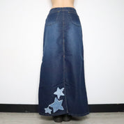 Star Denim Maxi Skirt (S-M)