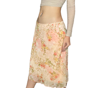 Pink floral midi skirt