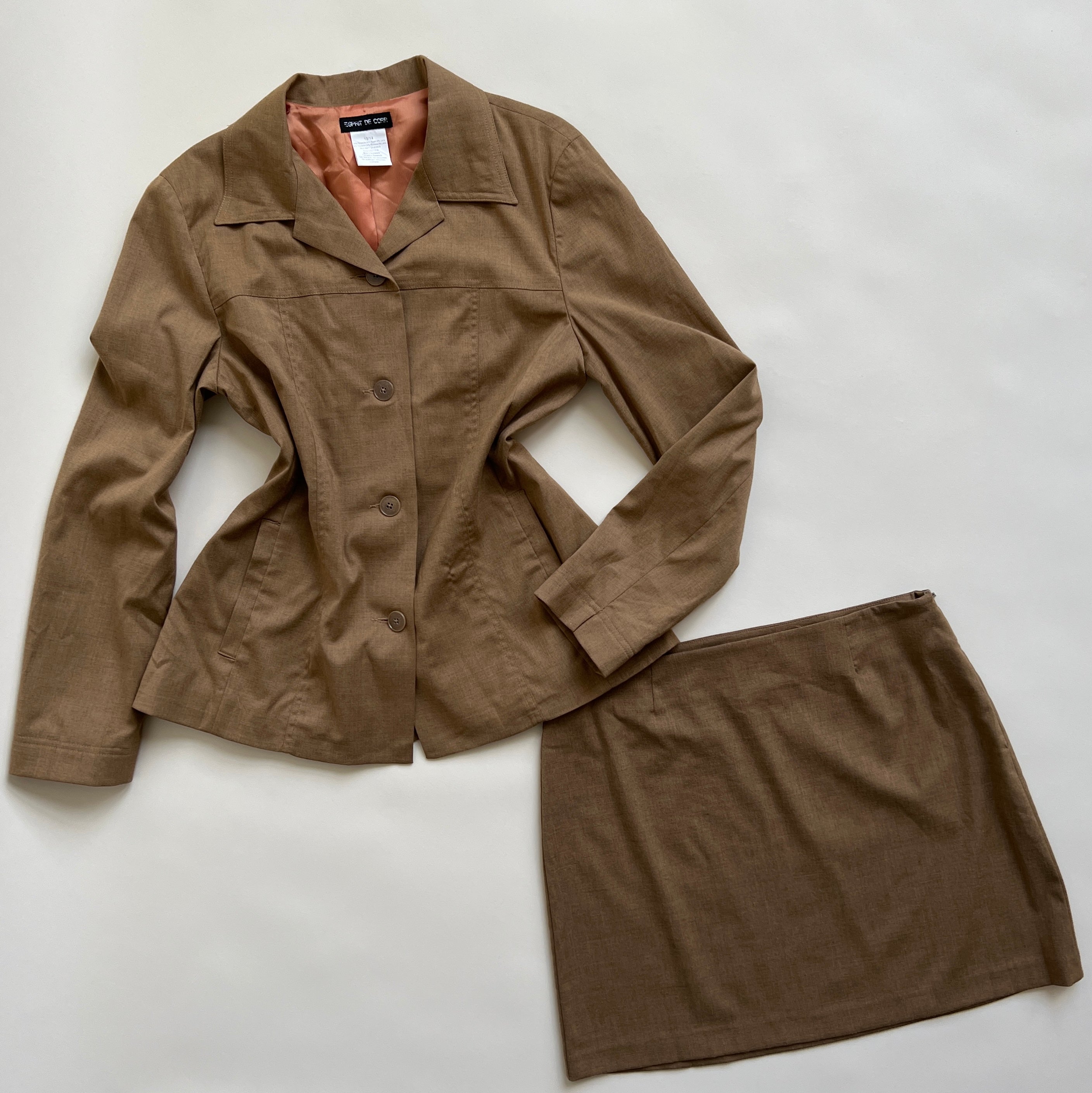 light brown skirt suit