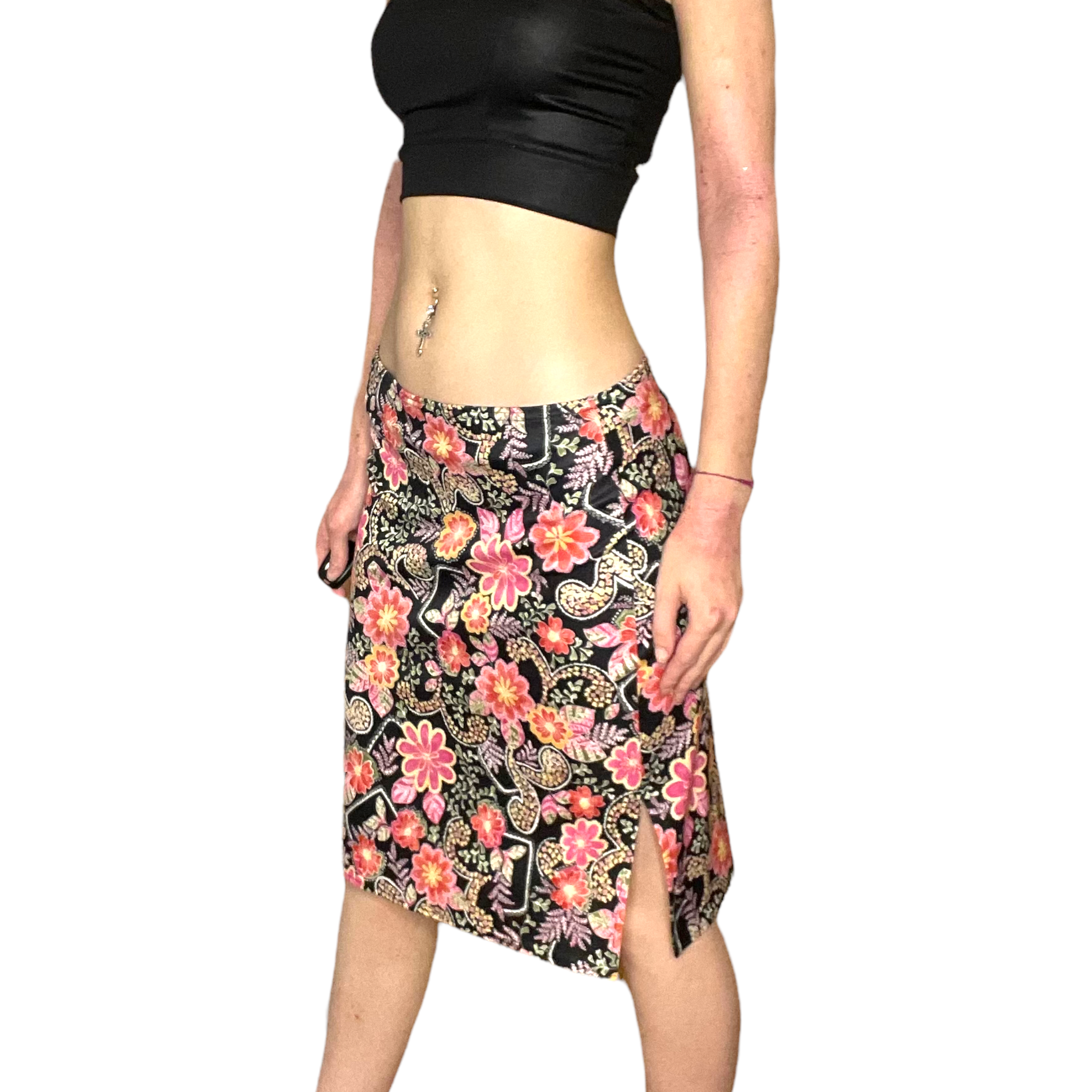 Floral low waist midi