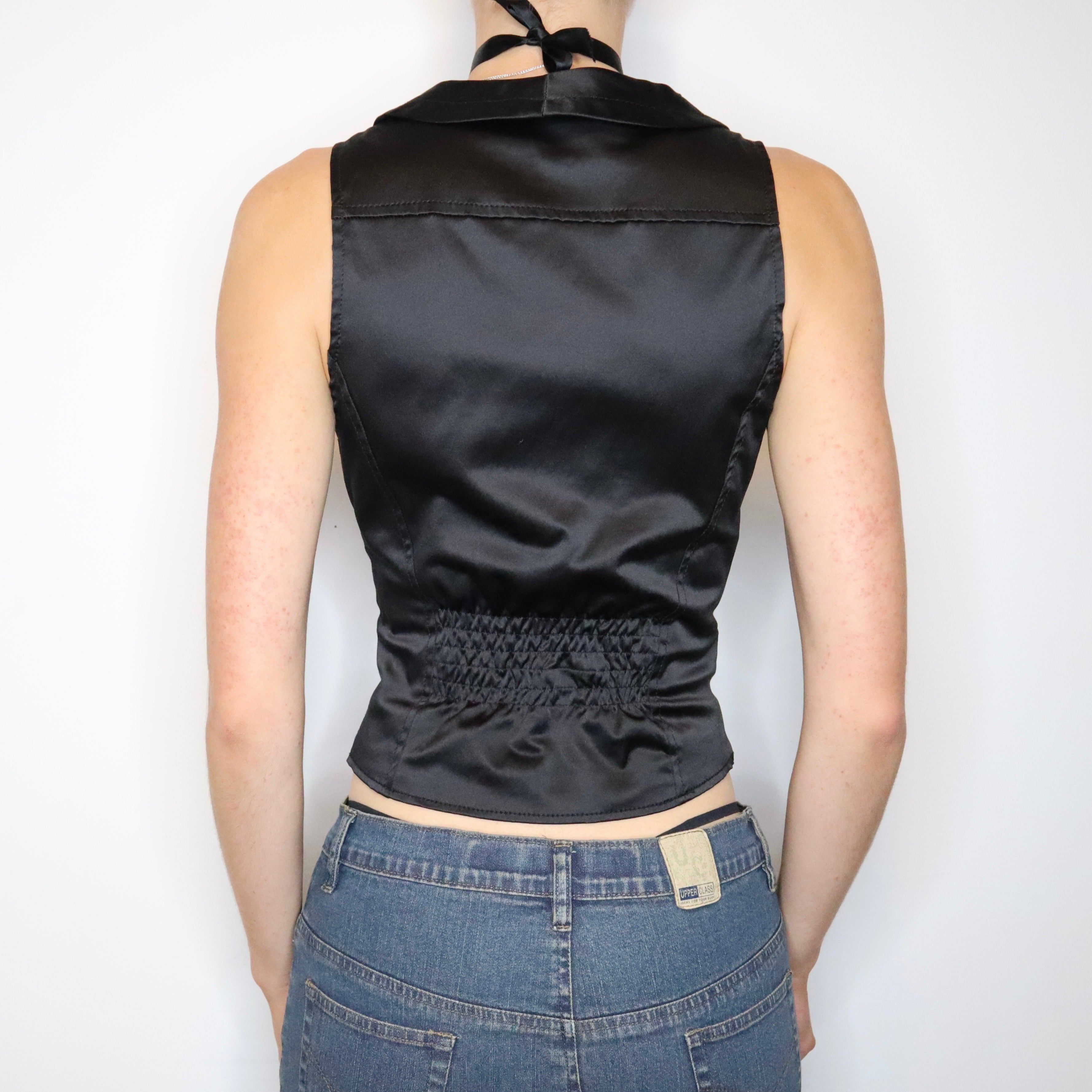 Black Satin Waistcoat Vest (Medium) 